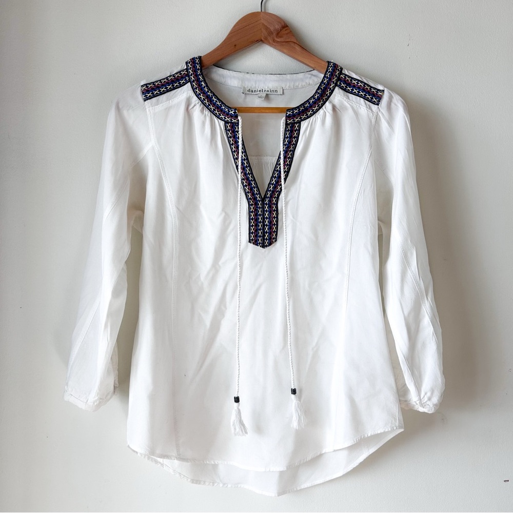 Daniel Rainn Anthropologie Embroidered Boho Flowy Top Small